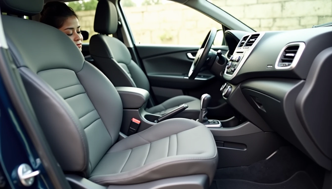Front passenger seat pushed forward with minimal dashboard legroom
